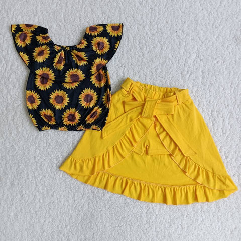 Sunflower Yellow Has A belt 3 Pcs Shorts Set