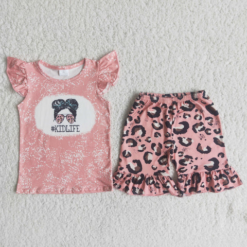 KIDLIFE Pink Leopard Shorts Set