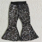E5-30 Boutique Shiny Black Sequined Pants