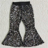 E5-30 Boutique Shiny Black Sequined Pants