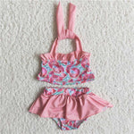 Girl summer pink watermelon two piece swimsuit