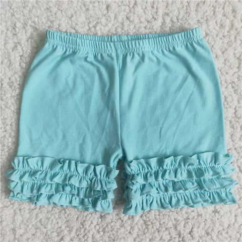 Blue Summer Solid Color Lace Bottoming Shorts Baby Girl's Shorts