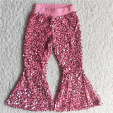 D5-27 Boutique Shiny Pink Sequined Pants