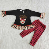 6 A18-27 Christmas Embroidery Deer Elk Red Plaid Sets