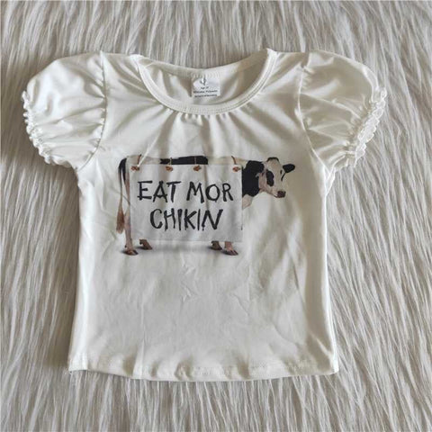 Girl's EAT MORE CHIKIN White Chick-fil-A  T Shirt Top