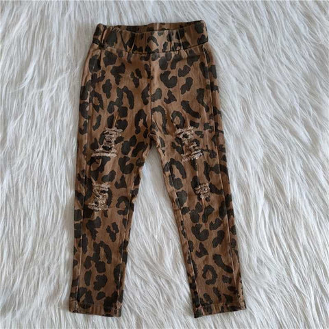 Fashion Leopard Jeans Denim Straight-leg Pants