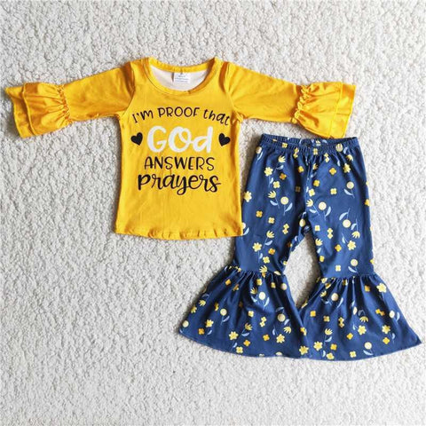 SALE 6 A3-30 Girl's Yellow Flower GOD Outfits