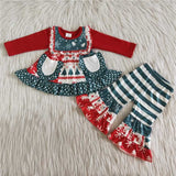 Christmas Ruffles Red Snow With Pockets Outfits