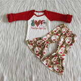 SALE 6 A13-5 Peace Love Santa Claus Leopard Girl's Outfits