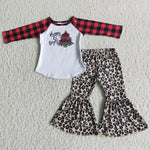 Christmas Merry Bright Trees Leopard Plaid Set