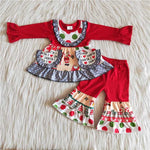 Christmas Ruffles Red Santa With Pockets Outfits