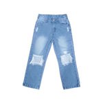 D4-16 Fashion Ripped Hole Jeans Denim Flared Pants Boy And Girl