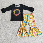 Girl's Sunflower Black Outfit