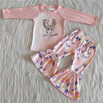 Girl's Flower Bull Skull Pink Outfits