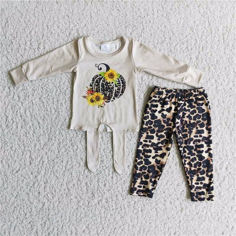 Girl's Fall Leopard Sunflower Outfits