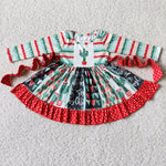 SALE 6 A8-20 Christmas Cactus Girl's Twirl Trees Dress