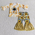 SALE 6 A10-13 Wild Child Sunflower Stripe Sequins Set