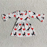 6 A23-1 Dinosaur Love Long Sleeves Girl's dress