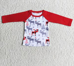 SALE 6 C8-29 Christmas Boy's Deer Plaid Red Shirt