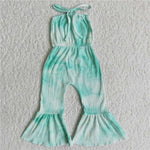 Fashion Summer Tie Dry Green Girl's Jumpsuit