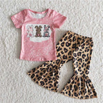 B17-12 Easter Bunny Rabbit Pink Leopard Cheetah Hot Short Sleeves Set