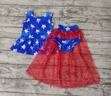 SALE GBO0027 National Day Blue Star Tulle Baby Bummie Girl's Set