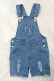 SS0016 Fashion Summer Blue Ripped Denim Overalls