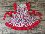 Cartoon Cute Red Dots With Belt mouse Girl's Dress