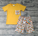 BSSO0041 Back To School Yellow Bus Boy's Shorts Set