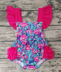 Summer Flamingo Flower Colorful Cute Girl's Romper