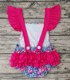 Summer Flamingo Flower Colorful Cute Girl's Romper