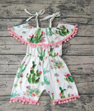 Boutique Cactus Flower With Balls Girl's Shorts Jumpsuit