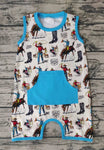 SR0043 Cowboy Blue With Pocket Boy's Romper