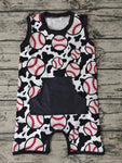 SR0046 Baseball Softball Cow With Pocket Boy's Romper