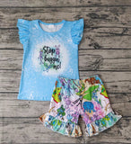 SALE GSSO0084 Summer Stop Buggin Me Blue Girl's Shorts Set