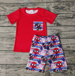 SALE BSSO0062 Summer Cartoon Red Spider Boy's Shorts Set