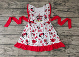 SALE GSD0069  New Red Cartoon Flower mouse With Belt Girl's Dress