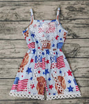 SALE SR0053 Fashion National Day Cow Flag With Lace Girl's Shorts Jumpsuit