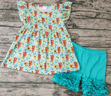 GSSO0106 Sunflower Cow Blue Girl's Shorts Set