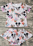 GBO0046 Cartoon Cute Skirt Baby Bummie Castle mouse Girl's Set