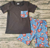 Summer Guitar Black Boy's Shorts Set