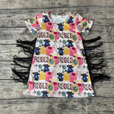 GSD0090 Fashion RODEO Cowgirl Cow With Tassel Girl's Dress
