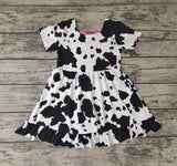 Fashion Cow With Bow Pink Girl's Dress