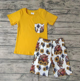 Summer Cow Cactus Yellow Boy's Shorts Set