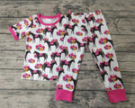 GSPO0005 Western Horse Flower Pink Girl's Set Pajamas