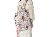 BA0007 Fashion Cow Pink Flower Backpack Bag