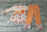 New Pumpkin Flower Orange Stripe Girl's Set