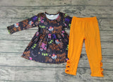 SALE GLP0048 Halloween BOO Meowt Pumpkin Orange Girl's Set