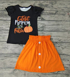 New Pumpkin Orange Cute Girl's Skirt Set