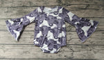 Western Cow Long Sleeves Baby Bubble Cute Girl's Romper